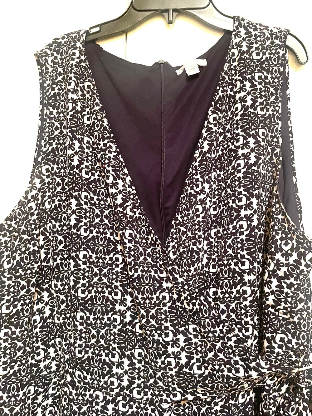 Cato Woman Blue & Cream Print Wide Leg Romper Jumpsuit Buckle Accent Plus Sz 24W - Picture 5 of 13